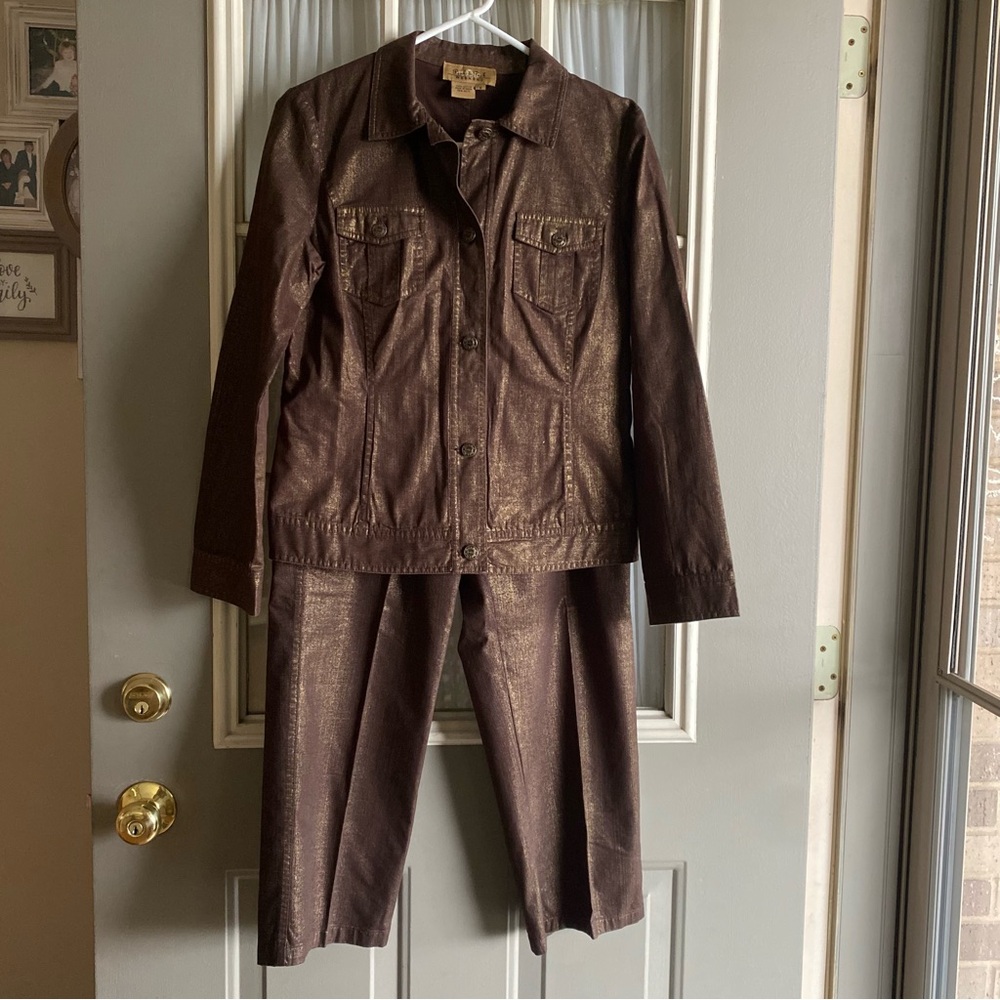 Vintage Peck & Peck Metallic Brown DenimTwo Piece Set